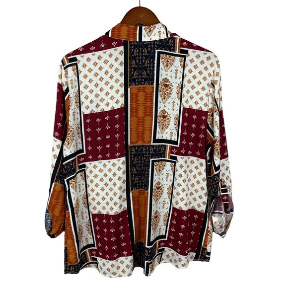Tru Self Shirt Blouse Top Mixed Patterns Button Front Women’s L - Picture 7 of 9